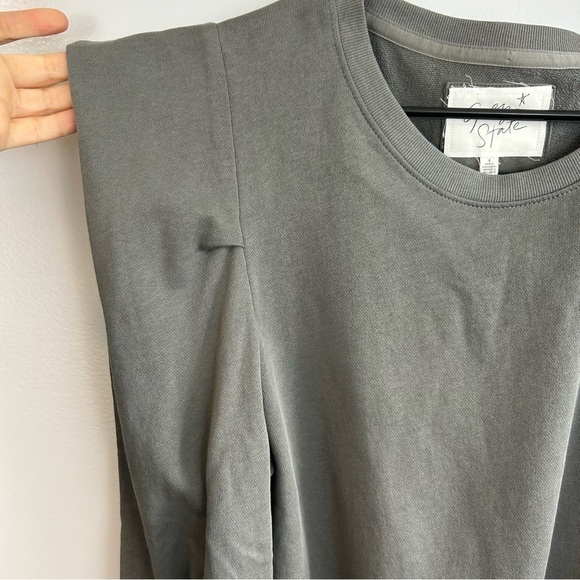 Grey State Cindy Puff Shoulder Long Sleeve Pullover Nightfall Sweatshirt Size 4 - Picture 7 of 11